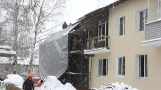 В Рязани продолжается восстановление разрушенного дома на Пушкина