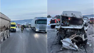 На трассе М-5 в Челябинской области автобус столкнулся с грузовиком