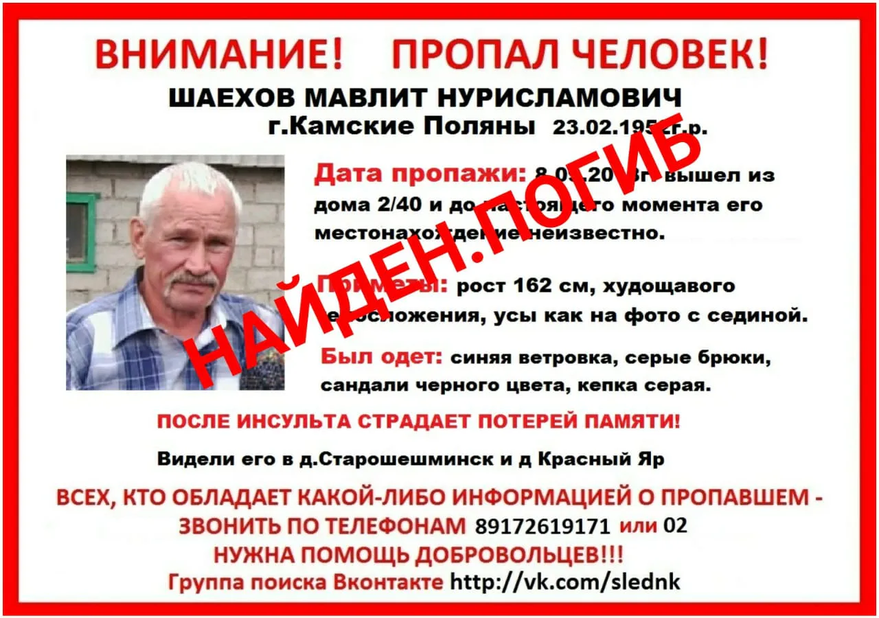 В Нижнекамске пропавшего мужчину нашли погибшим