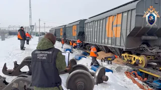 Три вагона с зерном сошли с рельсов на станции Юдино в Казани