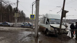 В Приокском маршрутка влетела в светофор, пострадали десять человек