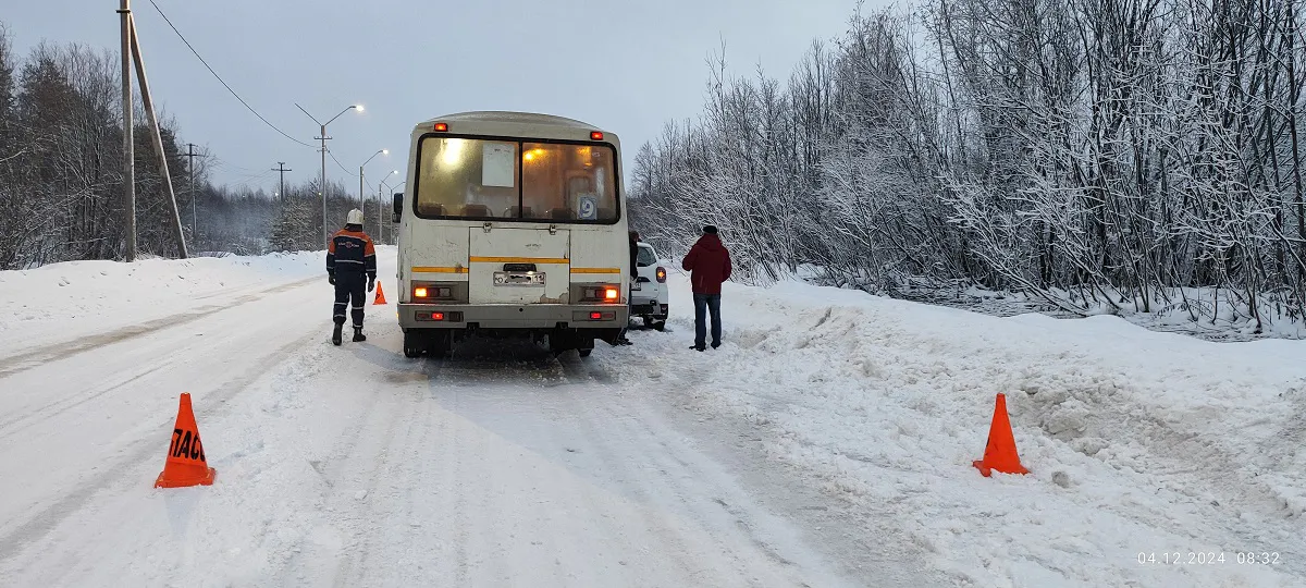 В Коми рейсовый автобус столкнулся с легковым автомобилем