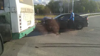 Перекрыты 4 полосы: под Борками столкнулись автобус и легковушка