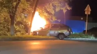 В Скопине из-за аварии загорелась «двенадцатая»