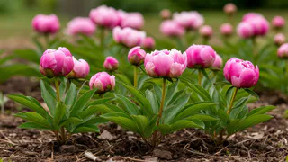 При появлении ростков пионам — обязательно: 10 л под корень — и шары цветов размером с тыкву