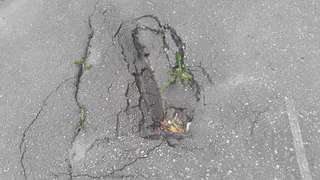 В Рязани на улице Урицкого провалился асфальт