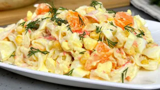 Всего 4 простых продукта в составе: очень вкусный салат - рецепт за три минуты