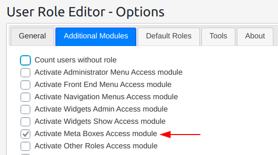 activate meta boxes access module