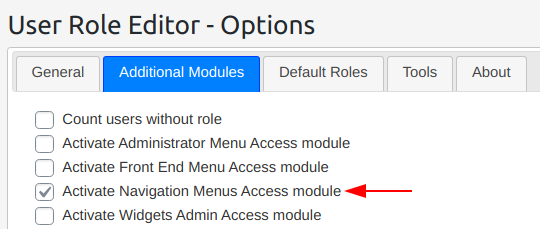 activate navigation menus access add-on