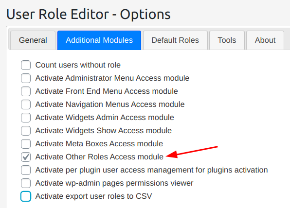 activate other roles access module