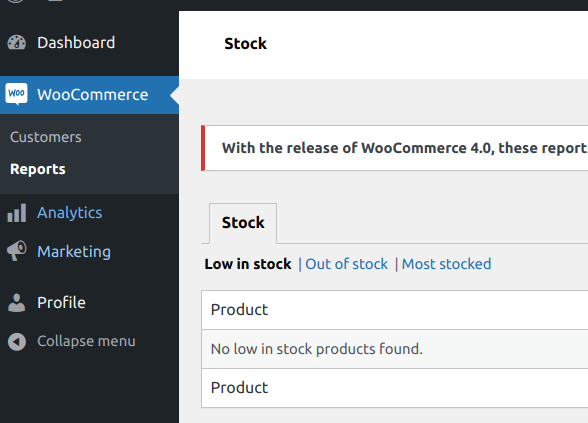 woocommerce reports tabs restricted