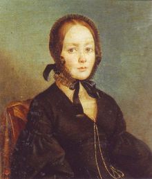 Предполагаемый портрет Анны Керн. А. Арефов-Багаев. 1840-е гг (по другой атрибуции, здесь изображена Анна Бегичева, дочь И. М. Бегичева)