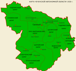 Чеченская автономная область на карте