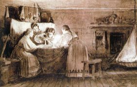 А. П. Рябушкин. Гадание девушек на Святках (1885)