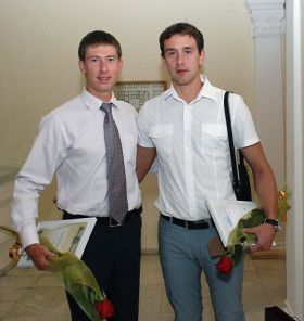 Андрей Моисеев (справа) на приеме у мэра города Ростова-на-Дону, октябрь 2008 года