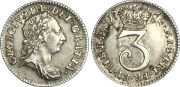 Профиль Георга III на монете в 3 пенса 1762 года]]