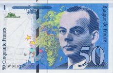 Маленький принц на банкноте в 50 франков. Лицевая сторона
