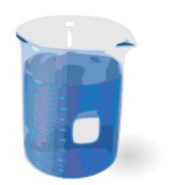 Мерный стакан с синей жидкостью