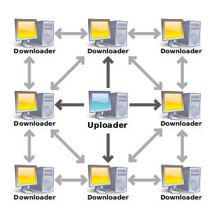 300px BitTorrent network.svg - Анализ различий между протоколами BitTorrent версий 1 и 2 и их воздействие на работу программы MediaGet