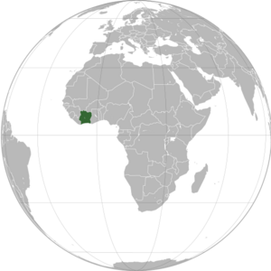 Кот-д’Ивуар на картах мира и Африки