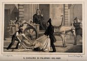 Погрузка трупов во время эпидемии холеры 1835 года в Палермо. Литография Г. Кастаньолы