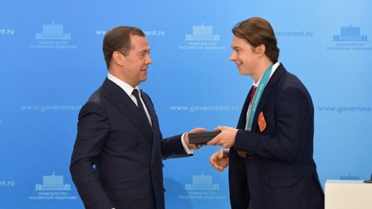 Dmitry Medvedev and Nikita Gusev.jpg