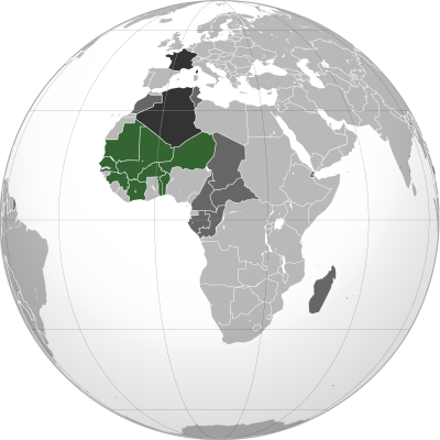 Французская Западная Африка (зелёным)