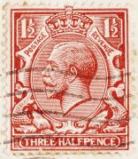 Профиль Георга V на британской марке 1912 года