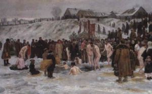 Николай Грандковский, «Купание после освящения вод на Крещение», 1903