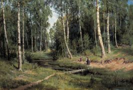 Шишкин И. И., «Ручей в березовом лесу»