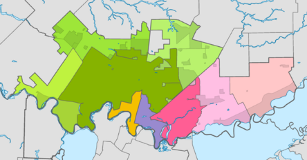 Krasnodar city (Russia) divisions (colored).png