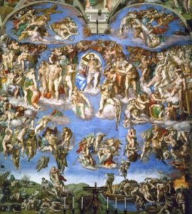 Страшный суд. 1536—1541, фреска. Алтарная стена Сикстинской капеллы. Ватикан, Рим, Италия