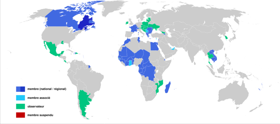 Map-Francophonie organisation fr.svg