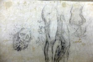 Граффити Микеланджело, набросок углем, часовня Медичи, базилика Сан-Лоренцо, Флоренция