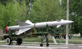 Зенитная ракета стационарного зенитно-ракетного комплекса С-25 ПВО Москвы в музее полигона «Капустин Яр», г. Знаменск