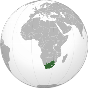 Южно-Африканская Республика на карте мира