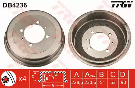 Фото DB4236 Тормозный барабан TRW {forloop.counter}}