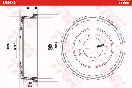 Фото DB4351 Тормозный барабан TRW {forloop.counter}}
