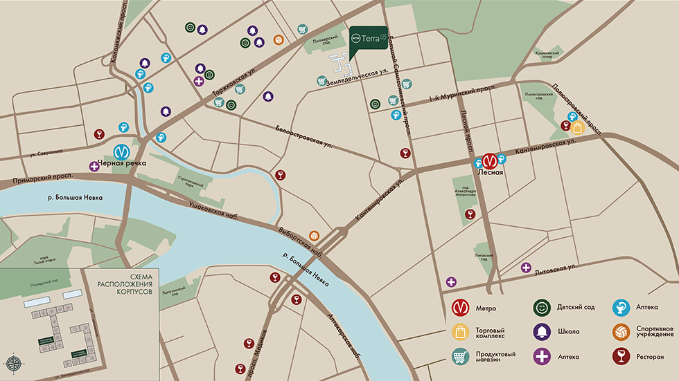 19 микрорайон карта. Терра Сити на карте. Земледельческая 2 на карте. Земледельческая 5 корпус 2 на карте Санкт-Петербурга.