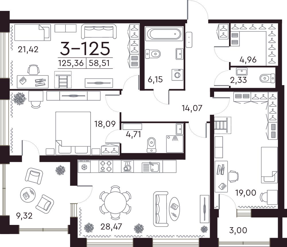 Планировка 3-комн.