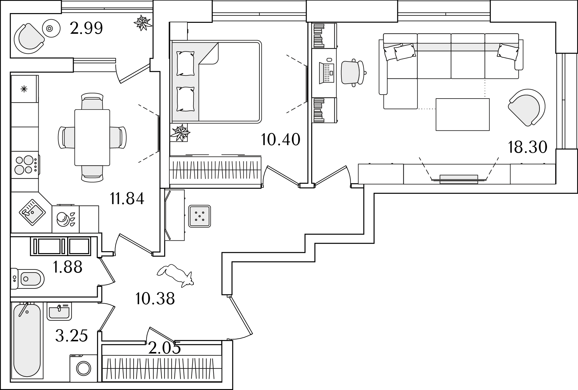 2-комнатнаяквартиравЖК«БЕЛАРТ»№105