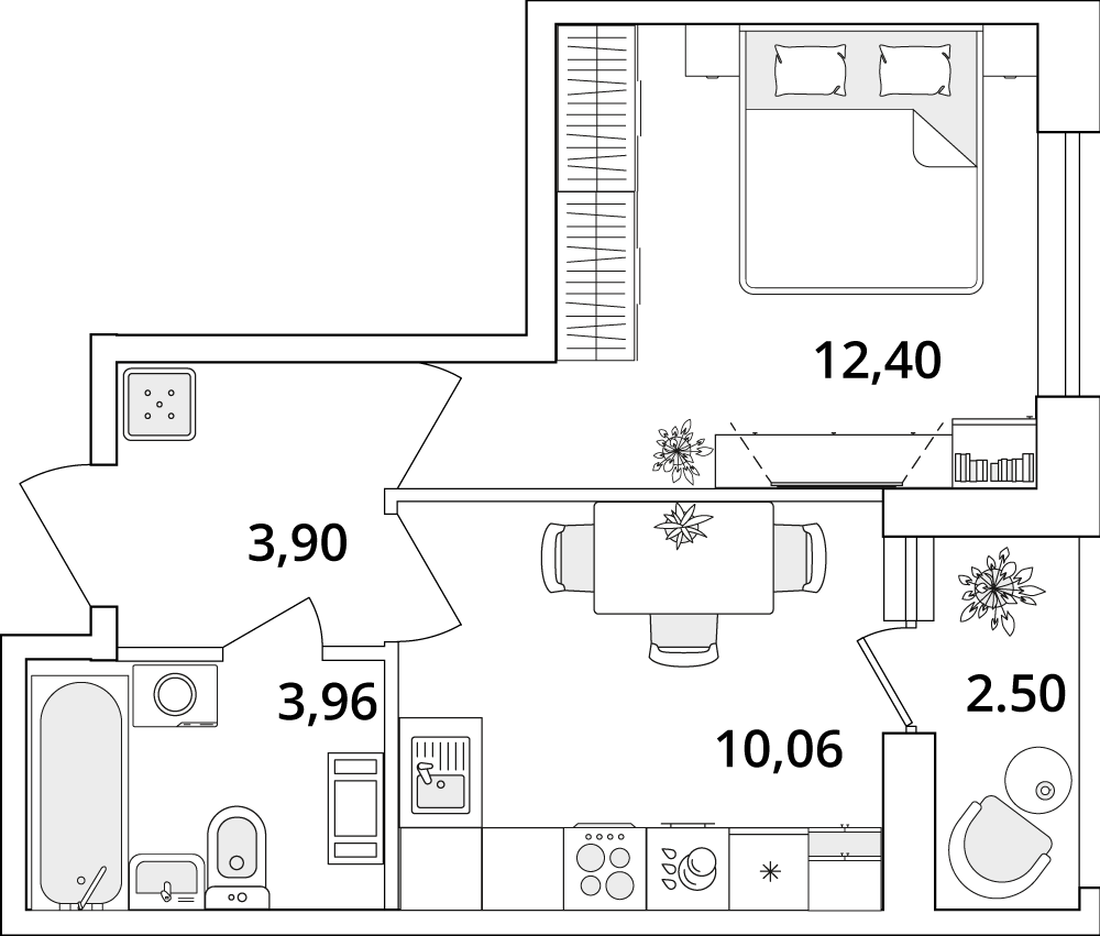 Планировка 1-комн. 1