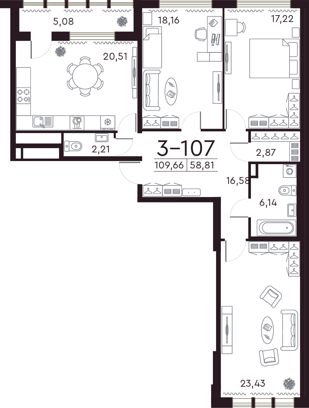 Планировка 3-комн.
