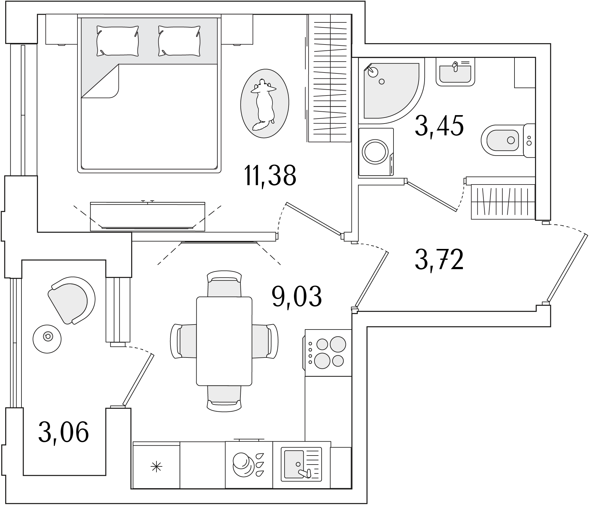 1-комнатнаяквартиравЖК«ГРАНАТ»№448