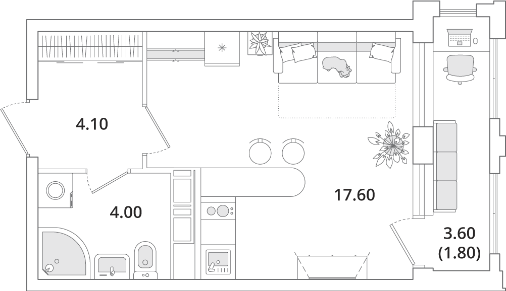 студия, 28 м2, ЖК «Тайм Сквер» студия, 28 м2, ЖК «Тайм Сквер»