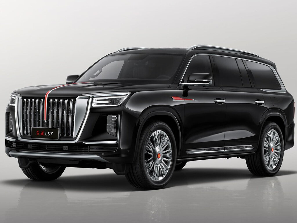 Hongqi LS7 спереди — массивная вертикальная решётка радиатора, фирменная для флагманов марки