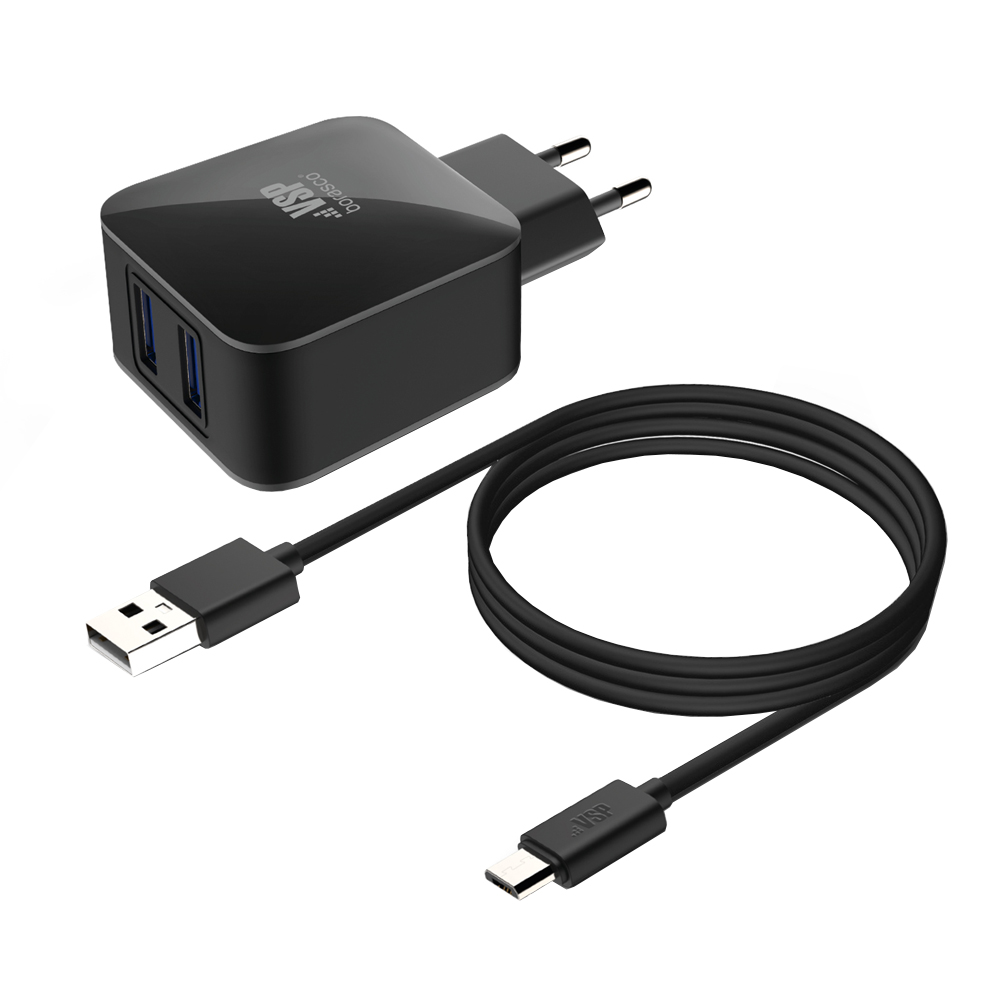 Зарядное устройство разъем 2USB 2.1 А + кабель micro USB 1 м BORASCO -  Купить с доставкой в СТРОЙУДАЧЕ