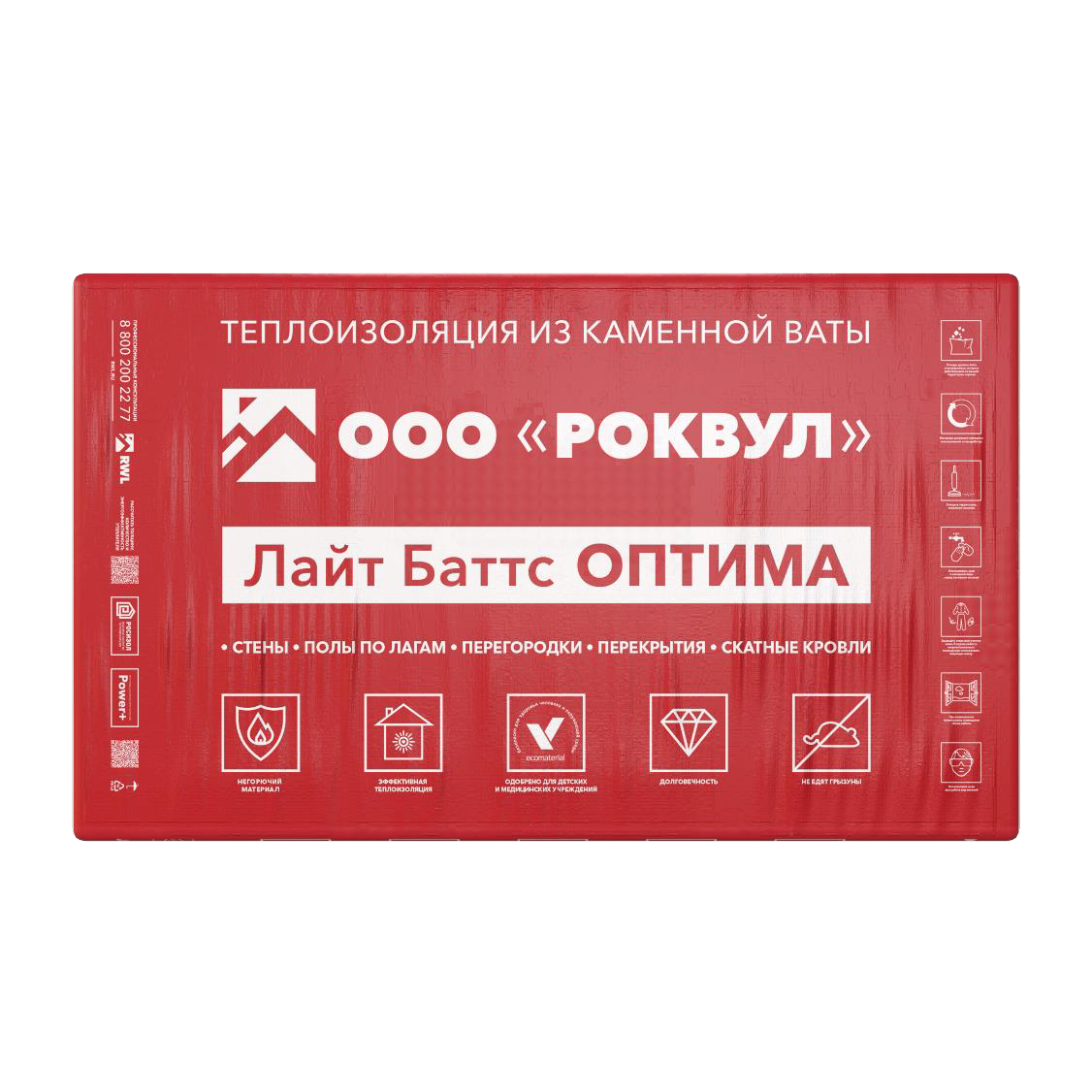 Утеплитель Rockwool Лайт Баттс Оптима 50х600х1000 мм (6 м²) - Купить с  доставкой в СТРОЙУДАЧЕ