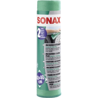 Салфетки из микрофибры для салона и стекла PLUS 2шт SONAX