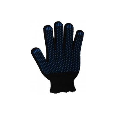 Перчатки 6 нит. 10 класс ПВХ-ТОЧКА черные (300/10)
